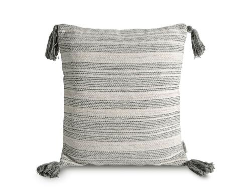 Dekoračná pletená obliečka na vankúš so strapcami - Abi, krémovošedá 45 x 45 cm
